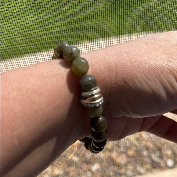 Brighton Ermish Stretch Retired Elegant Green Neptune’s Rings Stone Bracelet - Picture 5 of 9